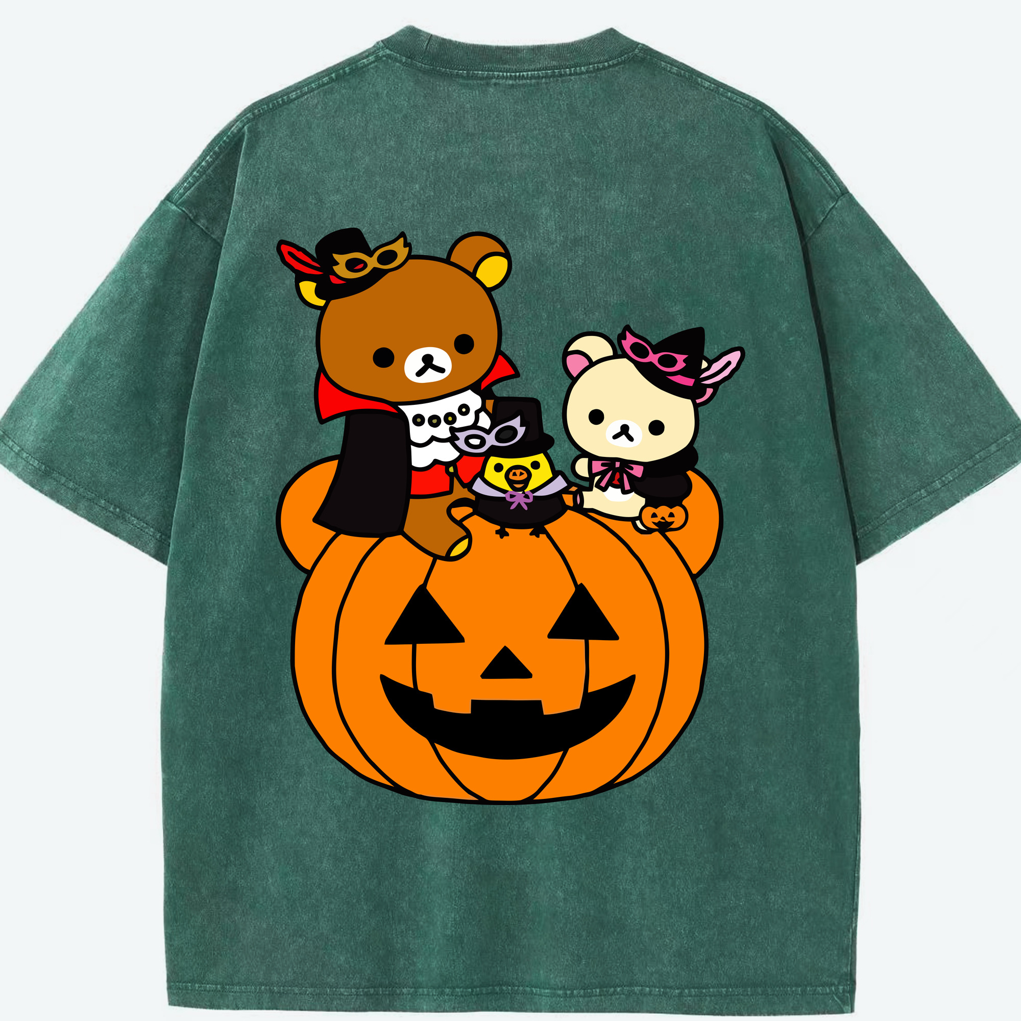 （画像用） リラックマ リラックマ キイロイトリ Rilakkuma Korilakkuma Kiiroitori 綿100% ヴィンテージ風 半袖Tシャツ（背面プリント）